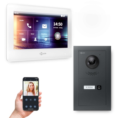 [AV-IPS-671] GOLIATH Hybrid IP Videotürsprechanlage mit App Anthrazit 1-Familie 7" Unterputz