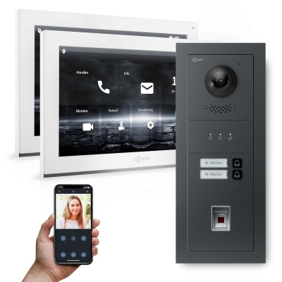 [AV-IPS-674] GOLIATH Hybrid IP Türsprechanlage 2-Fam2x 7" Weiß Fingerprint