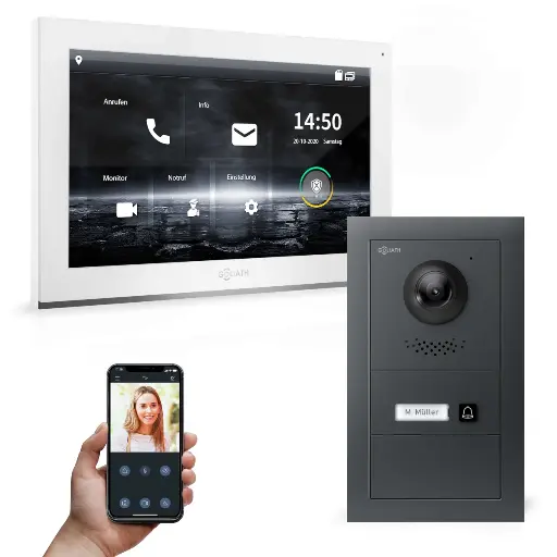 [AV-IPS-600] GOLIATH Hybrid IP Video Türsprechanlage mit App Anthrazit 1-Familie 10" 
