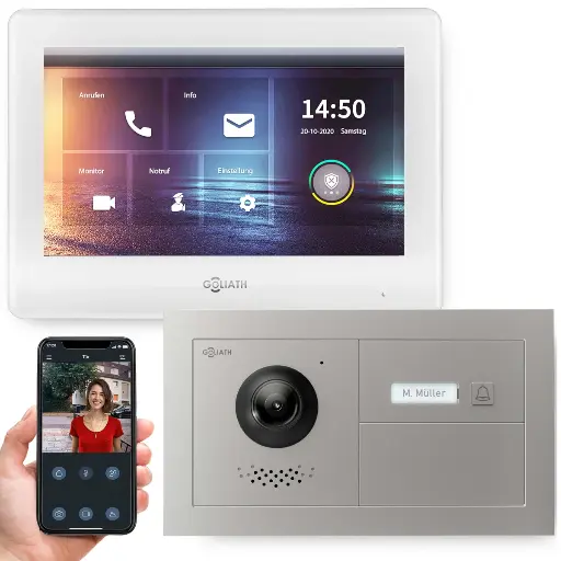 [AV-BUS-562H] GOLIATH Hybrid 2-Draht BUS Video Türsprechanlage Horizontal Unterputz  7"