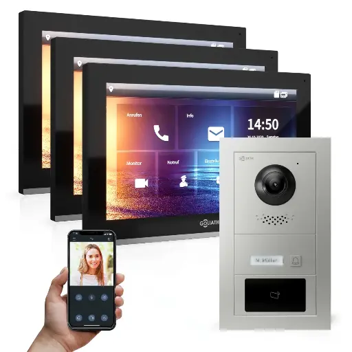 [AV-IPS-529] GOLIATH Hybrid IP Türsprechanlage 3x 10 Zoll HD Unterputz 