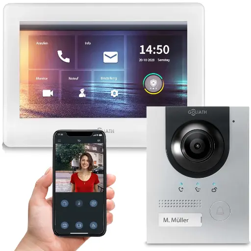 [AV-IPS-202] GOLIATH Hybrid IP Türsprechanlage Silber 1-Familienhaus 7 Zoll Unterputz