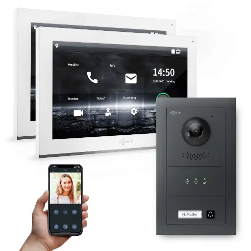 [AV-IPS-619] GOLIATH Hybrid IP Video Türsprechanlage 1-Fam 2x 10" HD 180° Kamera