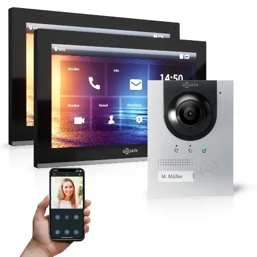 [AV-IPS-118] GOLIATH Hybrid IP Video Türsprechanlage Silber 1-Familien 2x 10 Zoll Unterputz 
