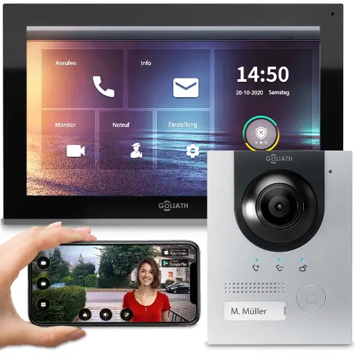 [AV-IPS-103] GOLIATH Hybrid IP Video Türsprechanlage Silber 1-Familienhaus 10 Zoll Aufputz