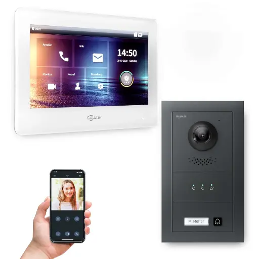 [AV-IPS-684] GOLIATH Hybrid IP Video Türsprechanlage mit App Anthrazit 1-Fam 7 Zoll Weiß 