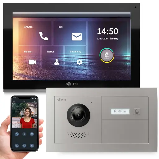 [AV-IPS-575H] GOLIATH Hybrid IP Videotürsprechanlage mit App 1-Familie 10 Zoll Horizontal 