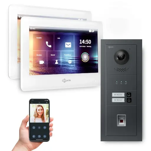 [AV-BUS-662] GOLIATH Hybrid 2-Draht BUS Türsprechanlage Anthrazit 2 Fam Fingerprint