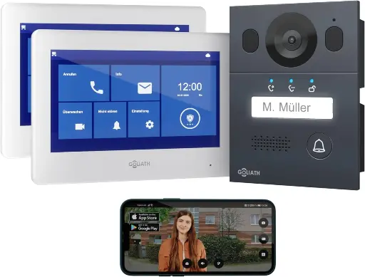 [AV-BLS-09U] Goliath Basic Line 2-Draht BUS Türsprechanlage | FullHD | 2x 7" Innenstationen
