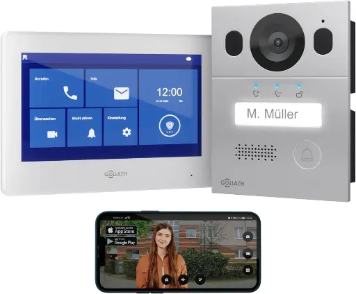 [AV-BLS-01A] GOLIATH Basic 2-Draht BUS Türsprechanlage | FullHD | 7" Weiß | Aufputz